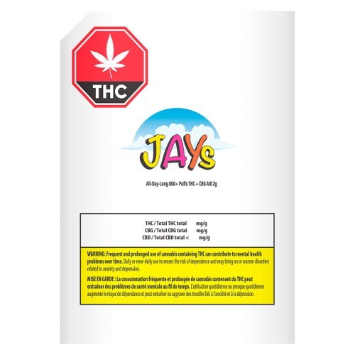 Jays - All-Day-Long 800+ Puffs THC + CBG AIO